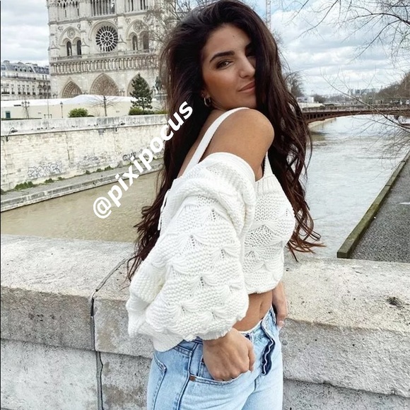 NWT Zara Textured Knit Crop Top White Medium - Picture 3 of 11